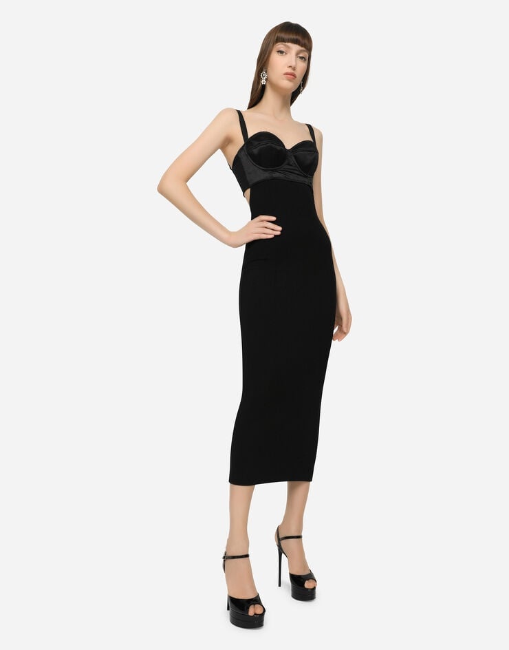 Jersey midi dress with corset-style bra top