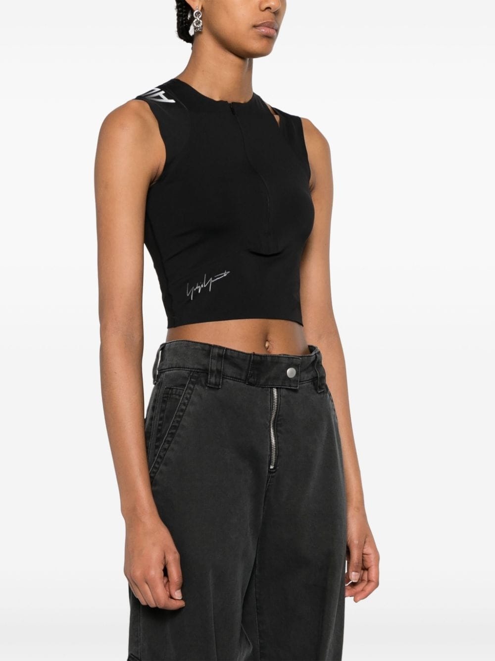 logo-print cropped tank top - 3