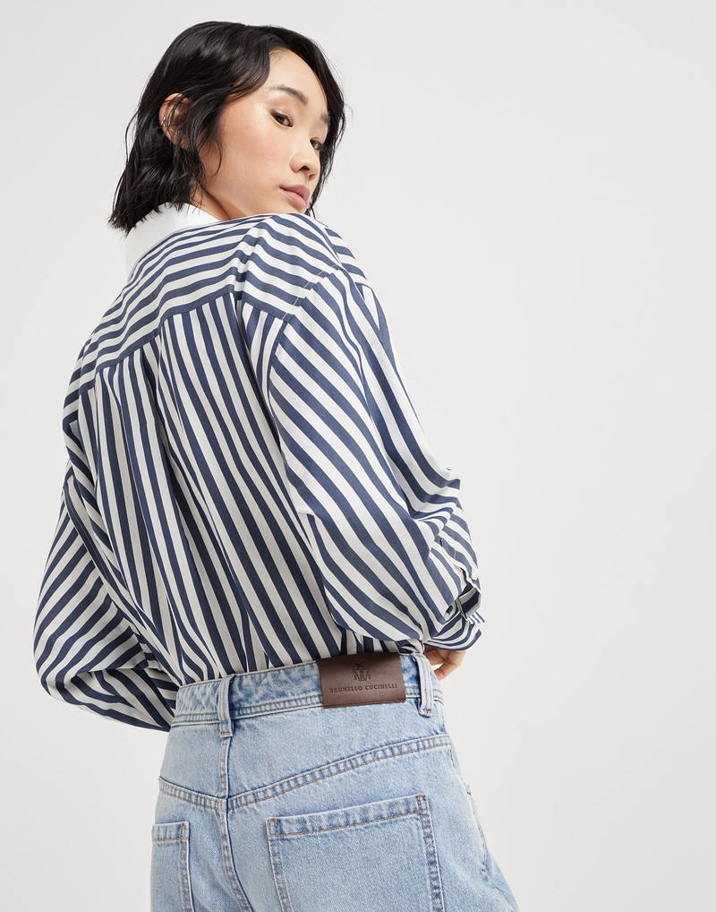 Authentic denim baggy tapered trousers with monili 3
