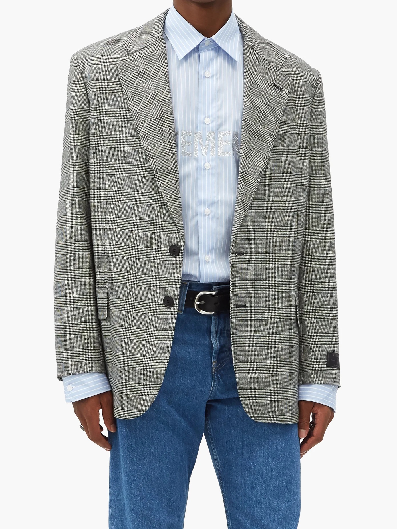 Single-breasted checked wool-blend tweed jacket - 6