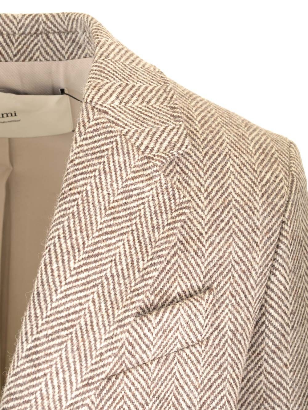 Coat In Brown Herringbone Fabric Coats Brown - 4