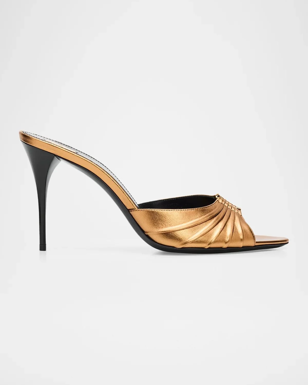 Babylone Ruched Leather Mule Sandals - 1