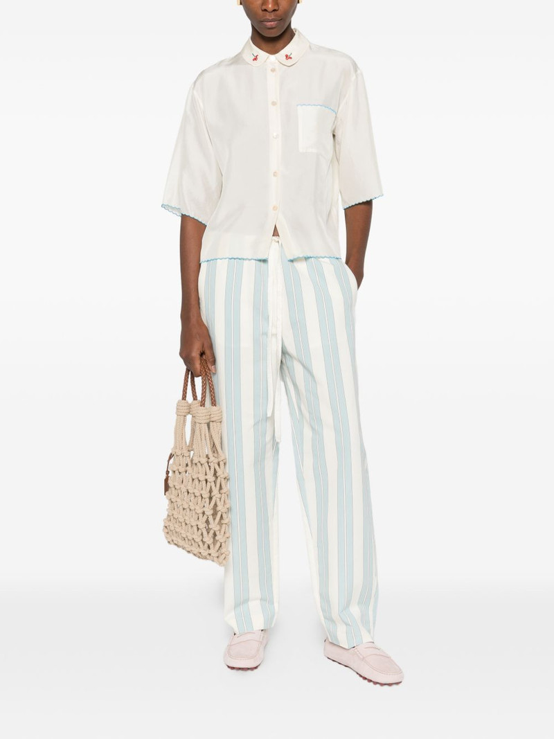 forte_forte striped drawstring-fastening trousers outlook