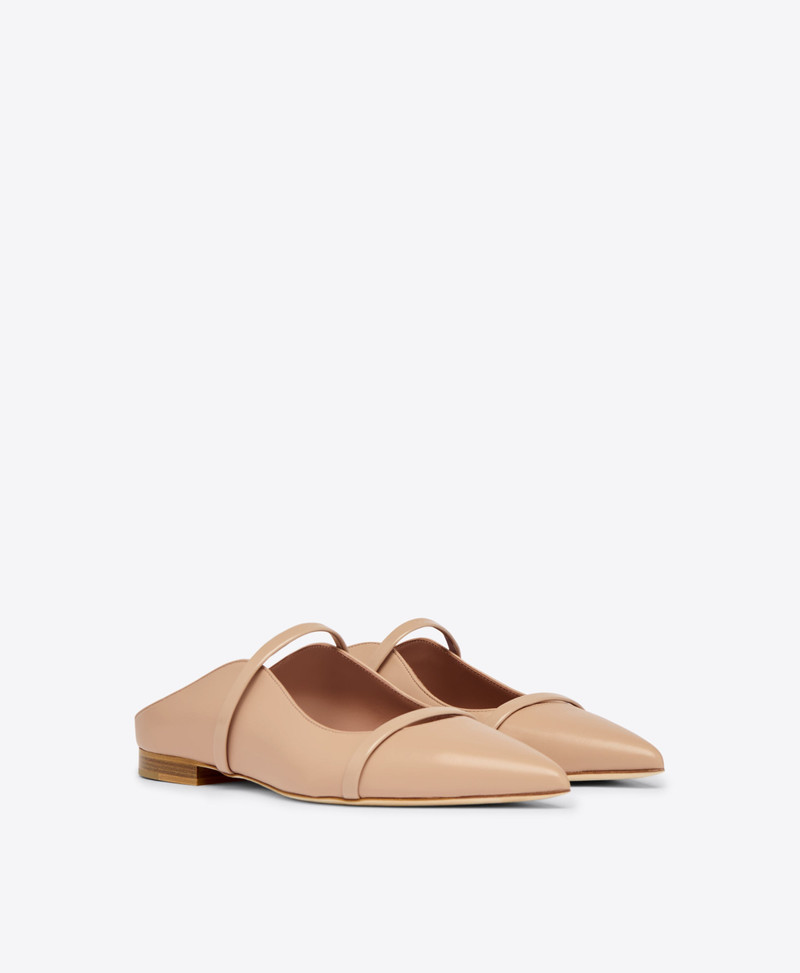 MALONE SOULIERS Maureen Buff Leather Flat Mules outlook