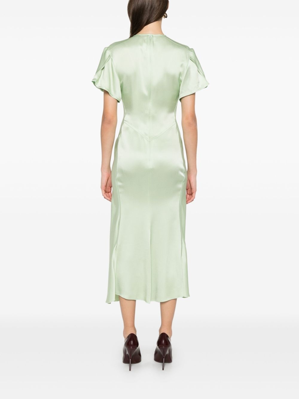 gathered V-neck midi dress - 4