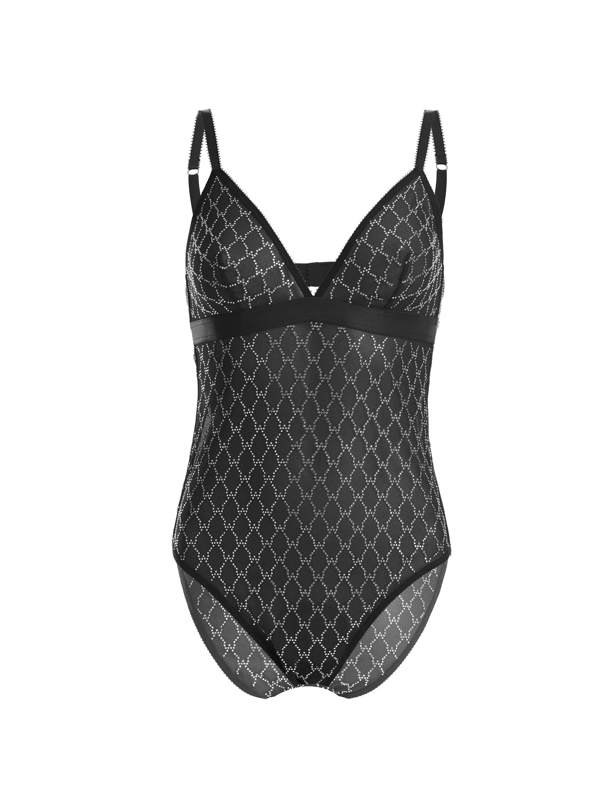 Women's Crystal-Embellished Bodysuit - Black - 1