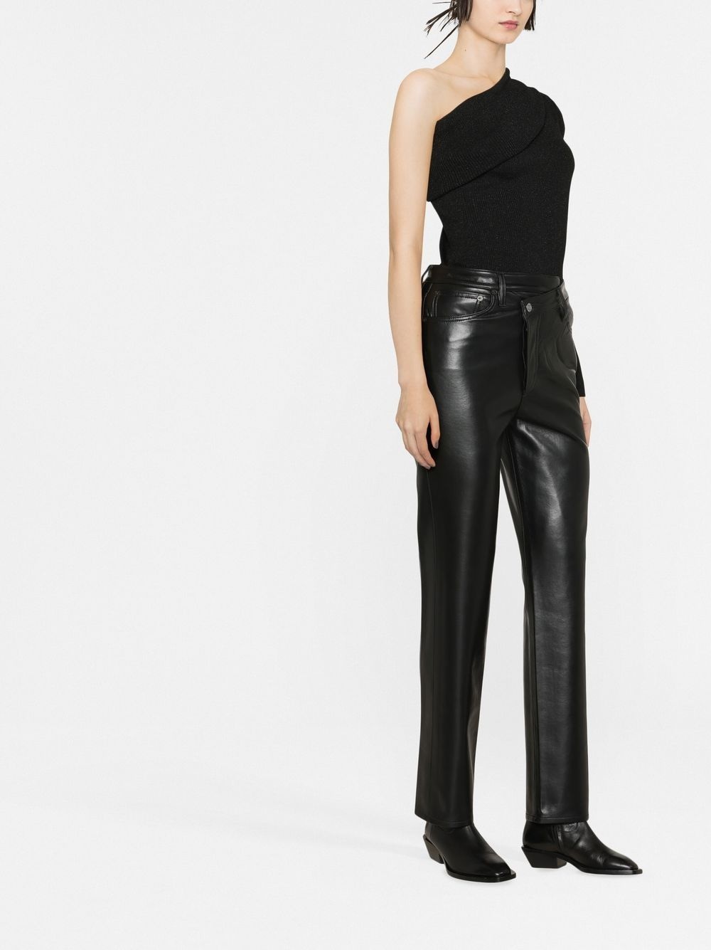 asymmetric recycled leather-blend trousers - 3