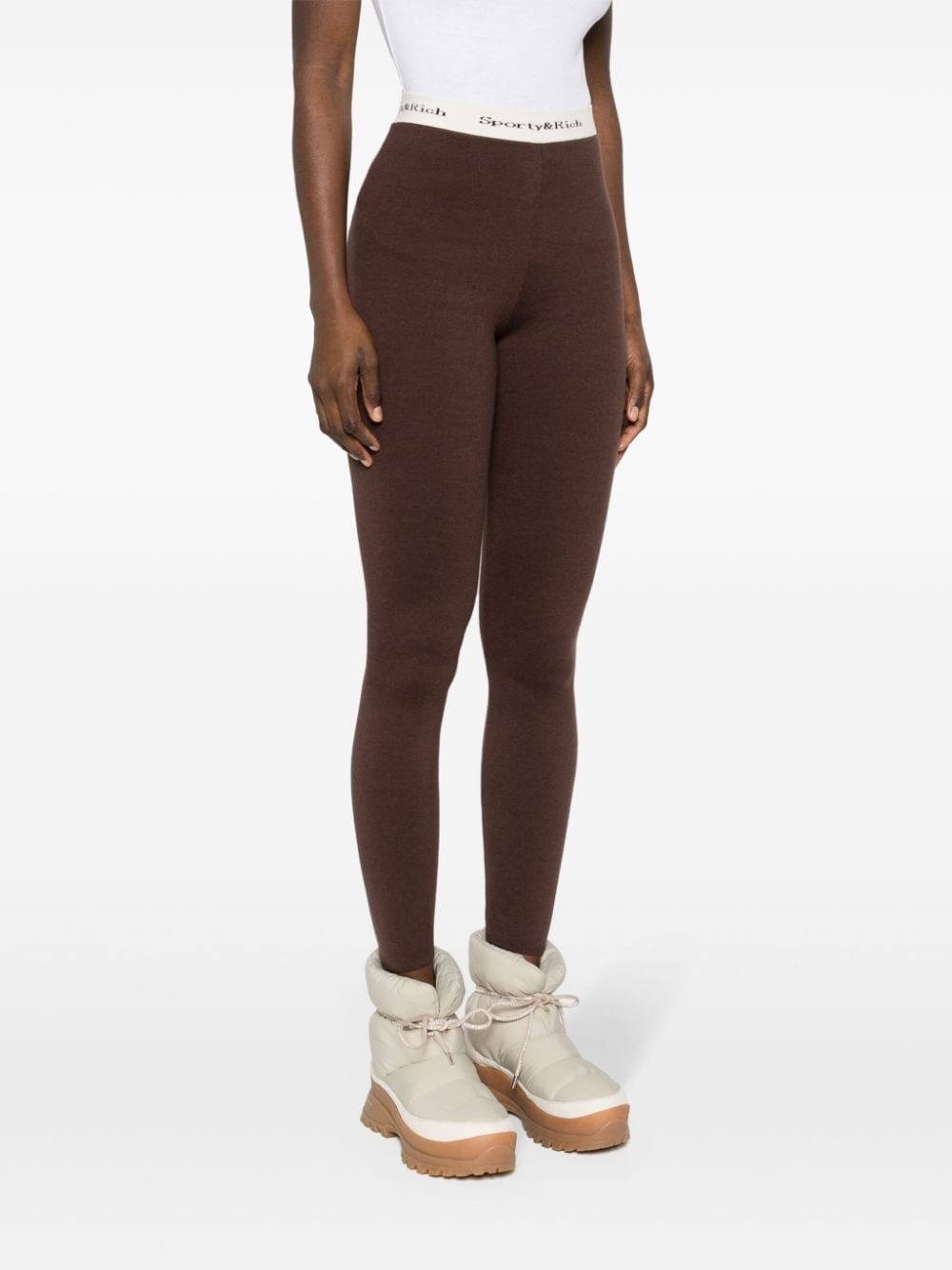 logo-waistband knitted leggings - 3