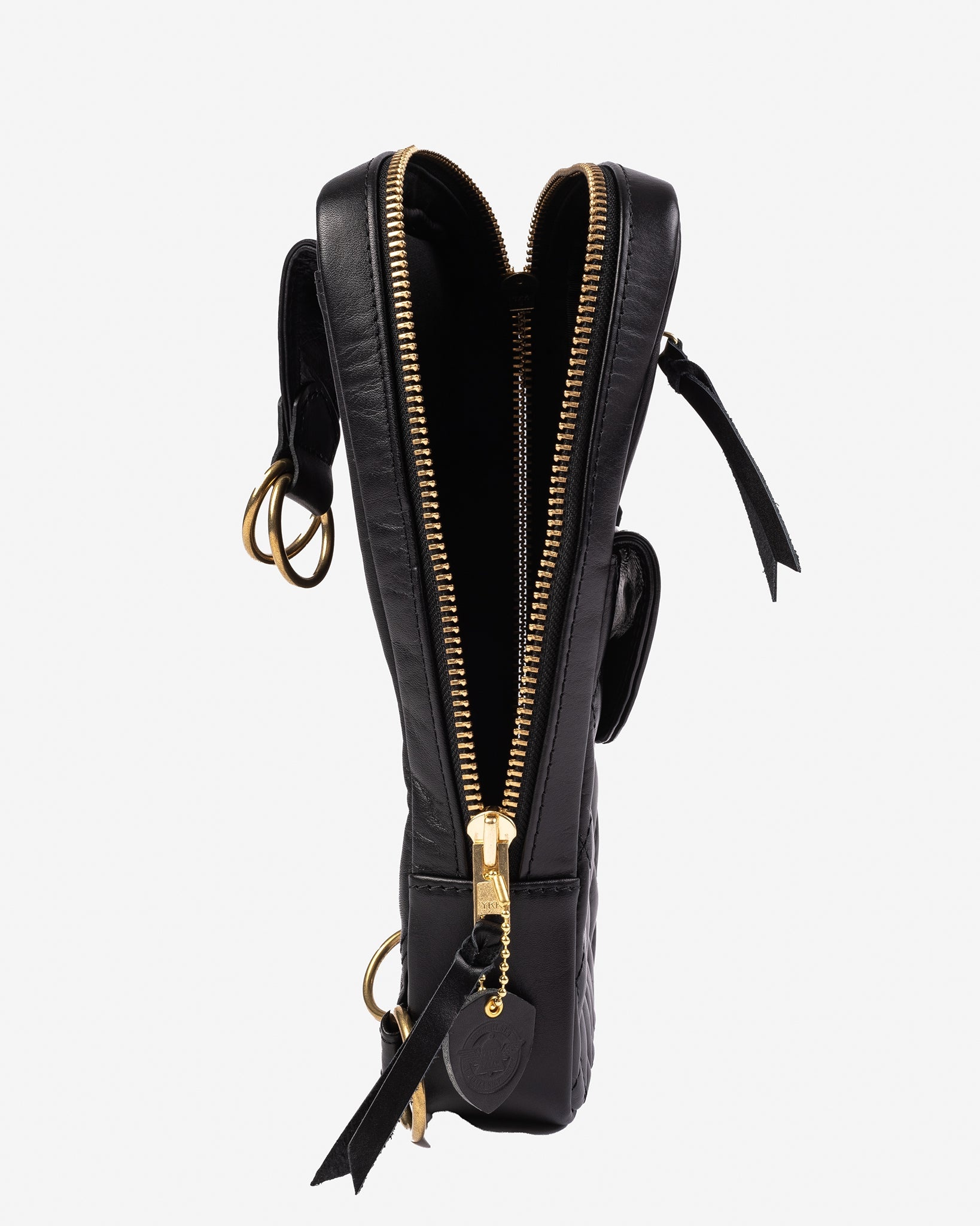IHE-40-BLK Rectangular Leather Diamond Stitched Shoulder Bag - Black - 6
