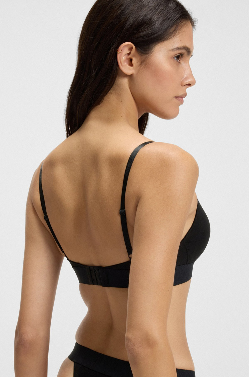 STRETCH-COTTON TRIANGLE BRA WITH RED LOGO LABEL 5