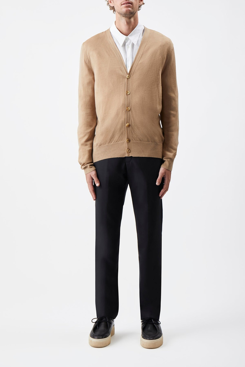 GABRIELA HEARST Duke Knit Cardigan in Camel Cashmere outlook