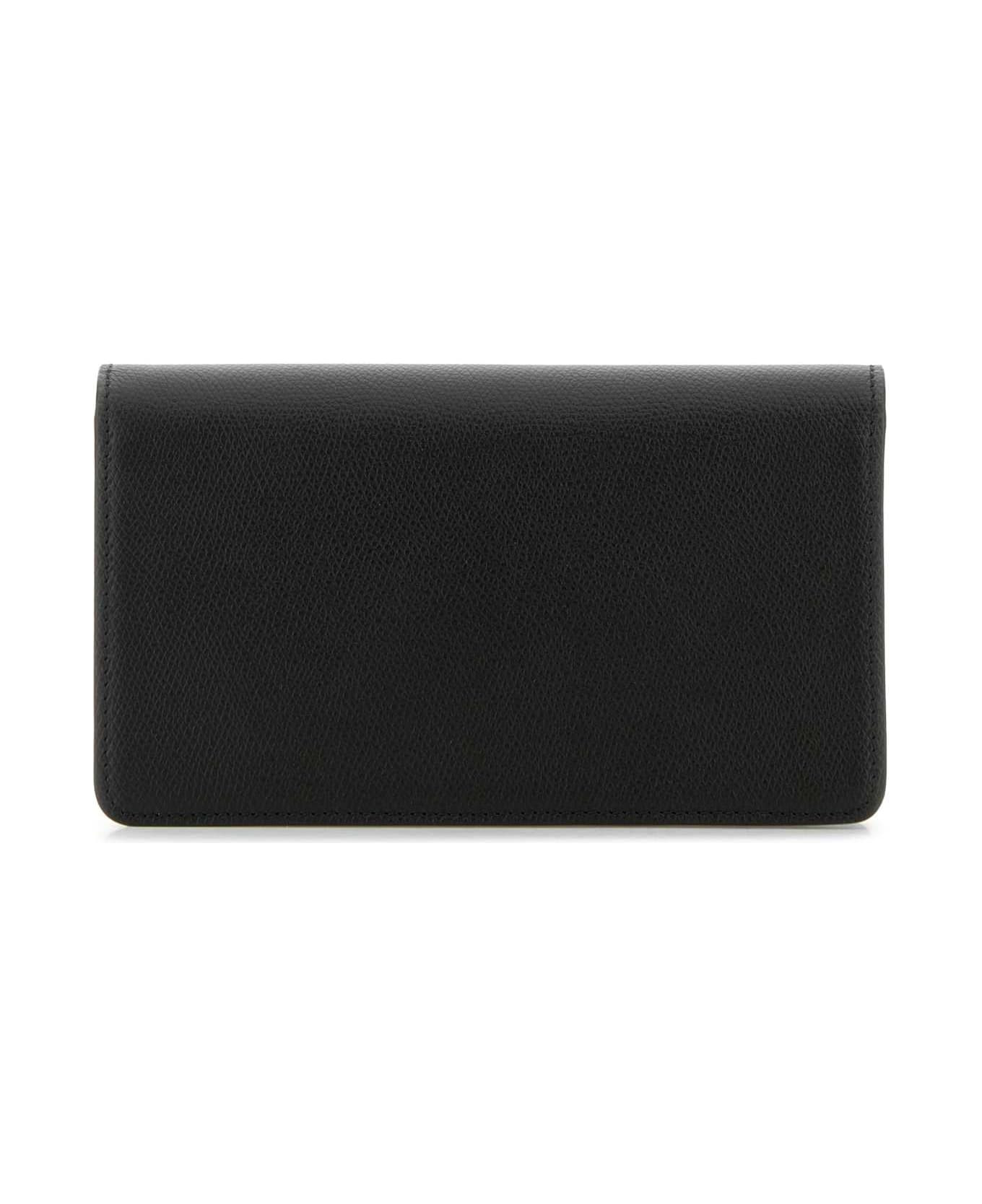 Black Leather Vlogo Signature Clutch - 3