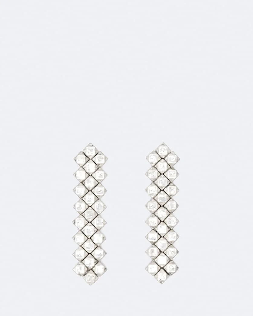 FACETED METAL BEAD DROP EARRINGS - 1