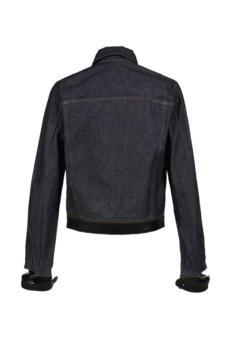EGONLAB LEATHER STRAP DENIM JACKET / THICK 12OZ RAW DENIM outlook