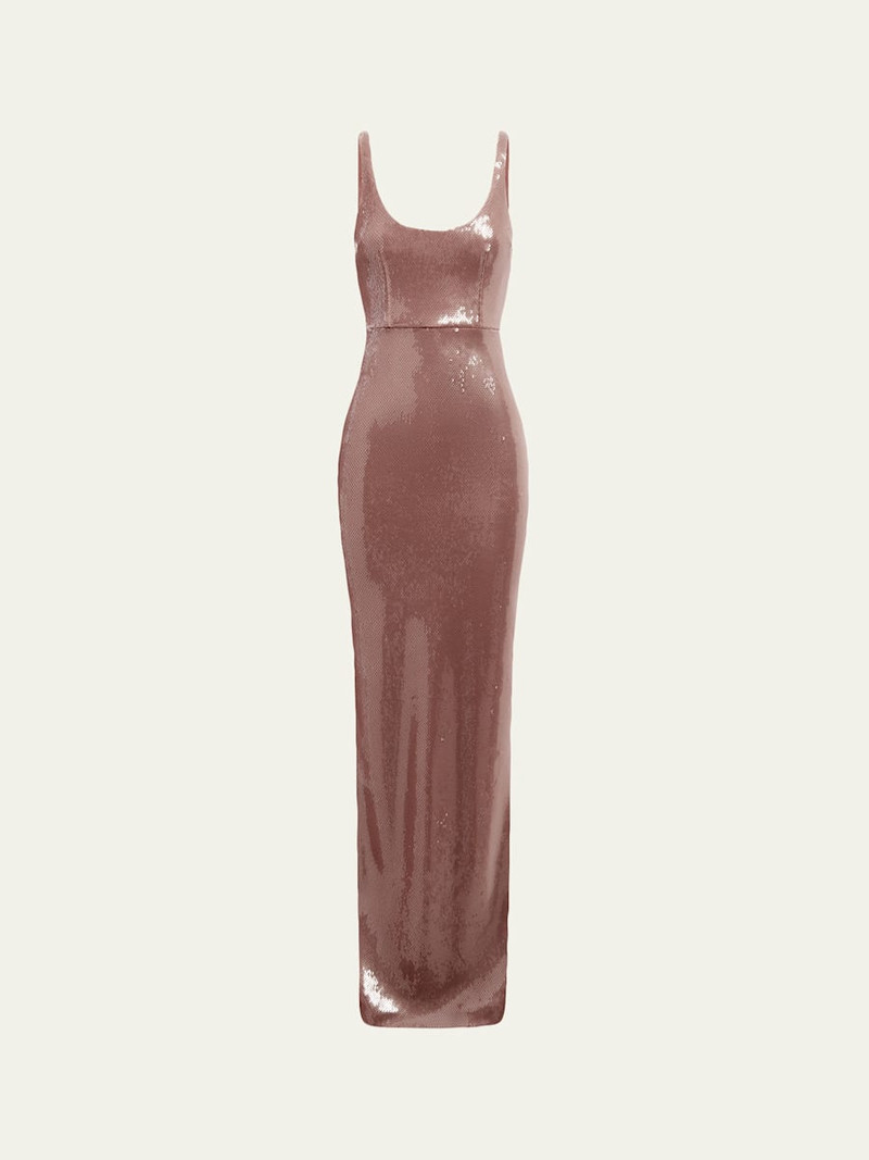 Sleeveless Sequined Column Singlet Gown 1