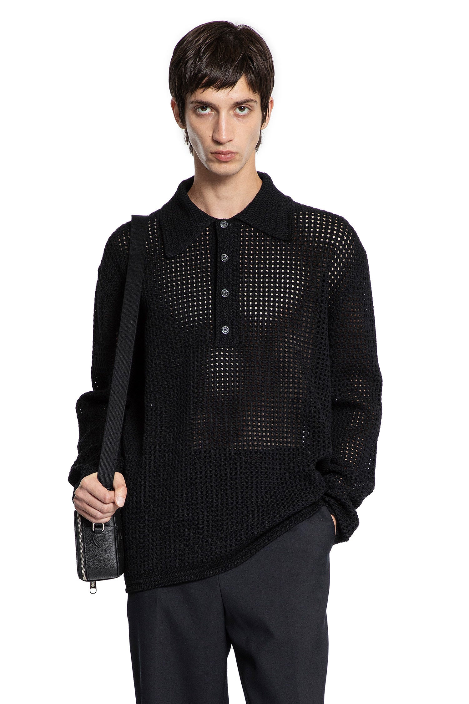 Crochet Knit Polo Shirt - 6
