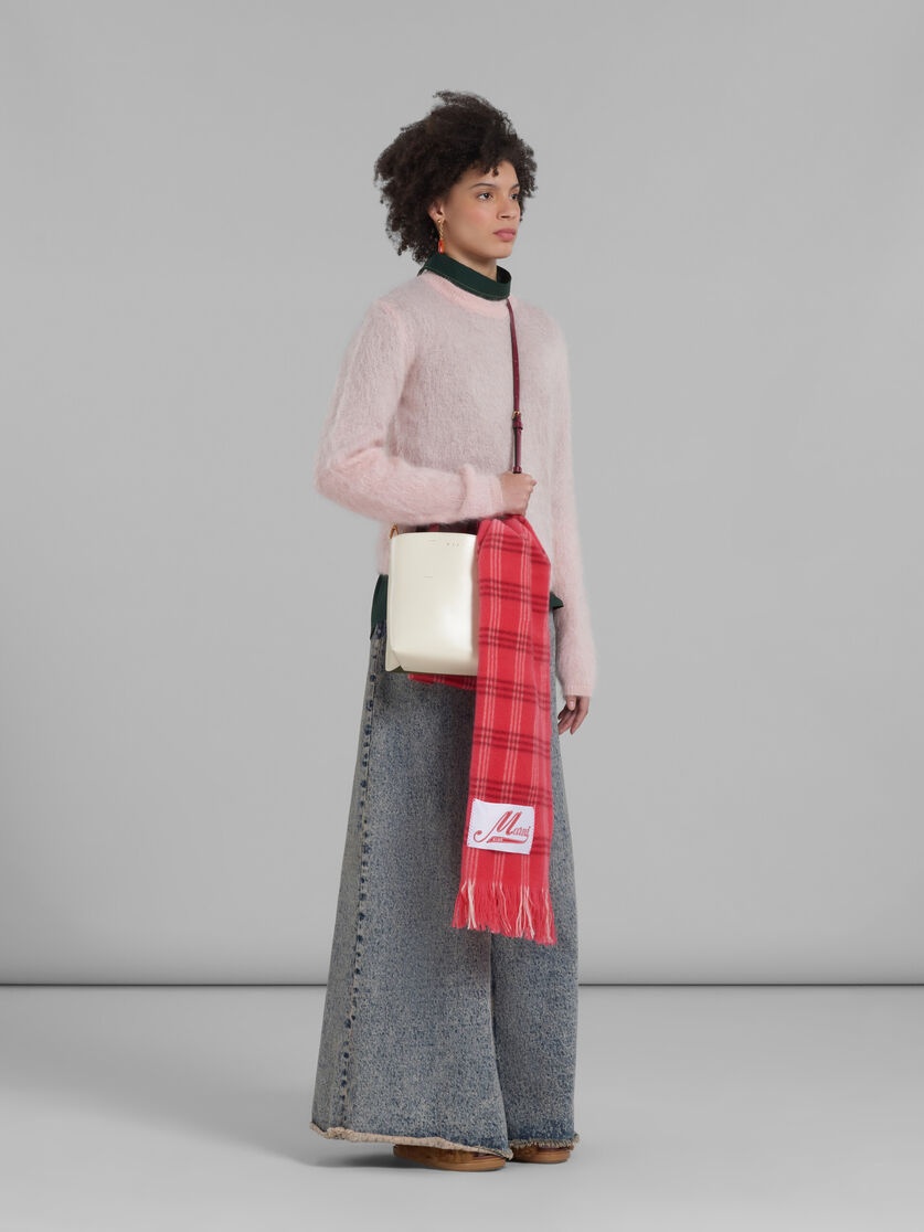 PINK MARBLED DENIM WIDE-LEG TROUSERS - 5
