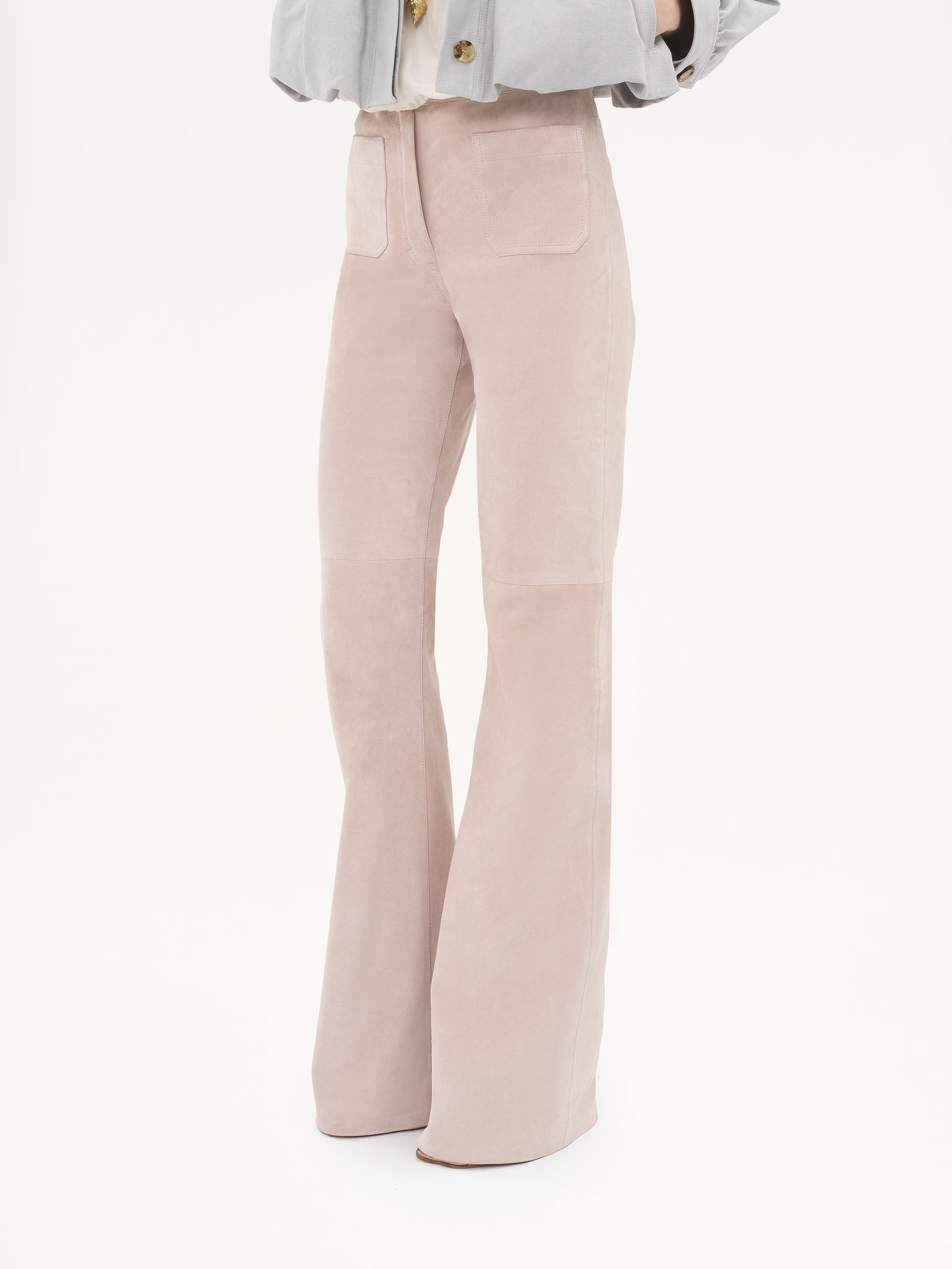 HIGH-RISE FLARED PANTS IN SUEDE - 4