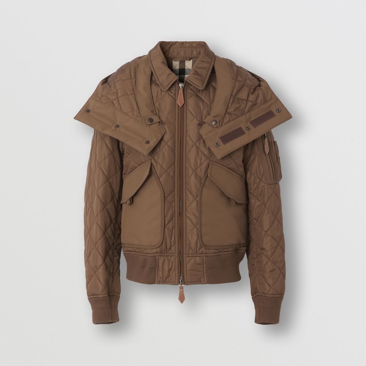 Detachable Hood Quilted Nylon Bomber Jacket - 8