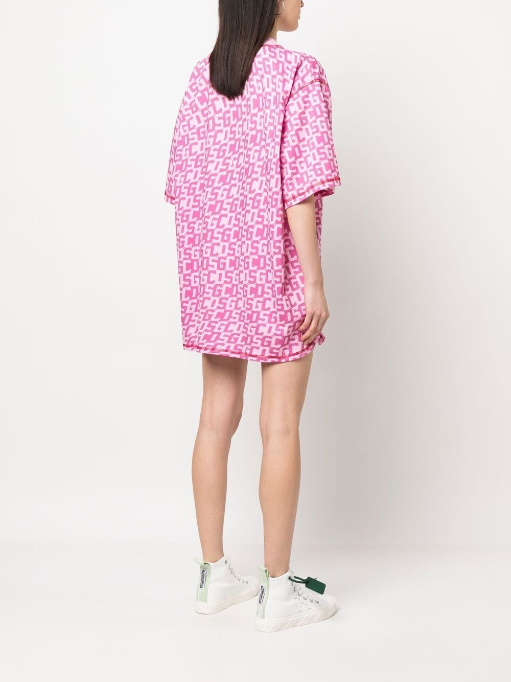 monogram-print T-shirt dress - 4