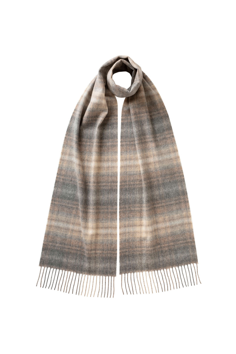 Soft Blur Check Natural Cashmere Scarf 1