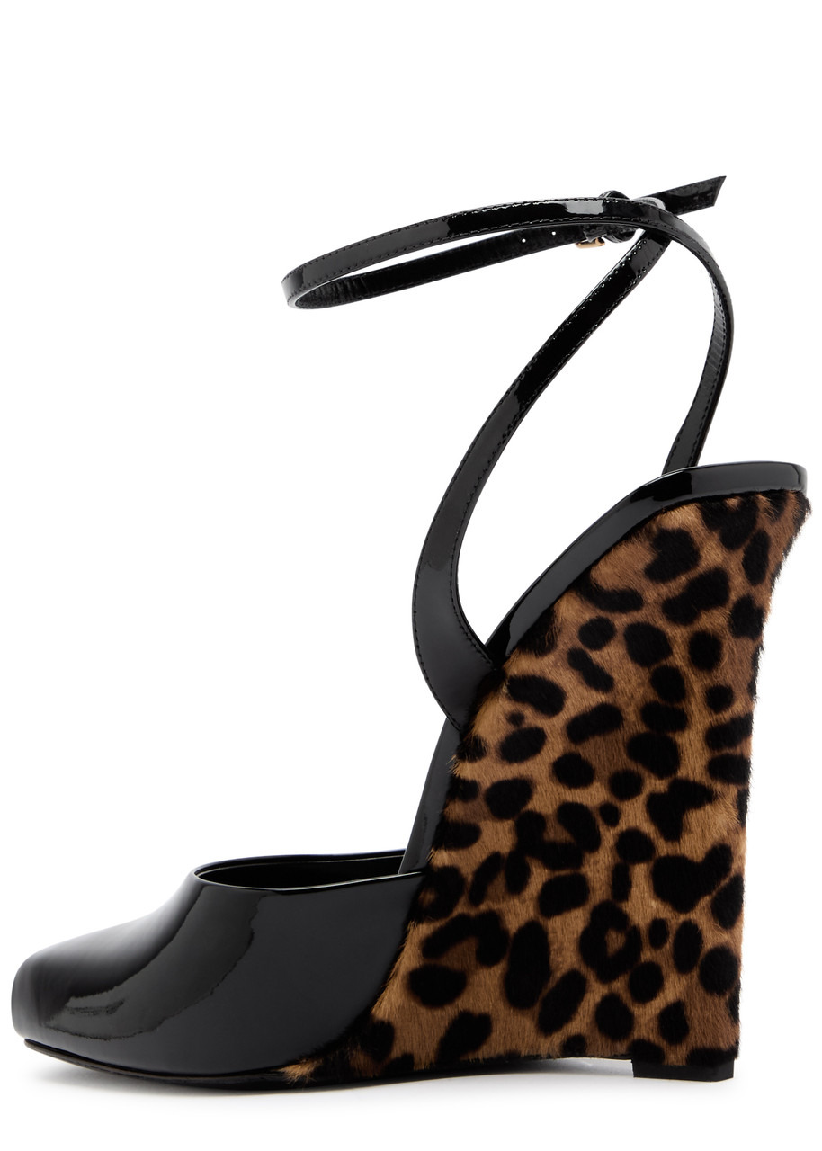 Saint Laurent Le Scandale 110 Patent Leather Wedge Sandals - 2