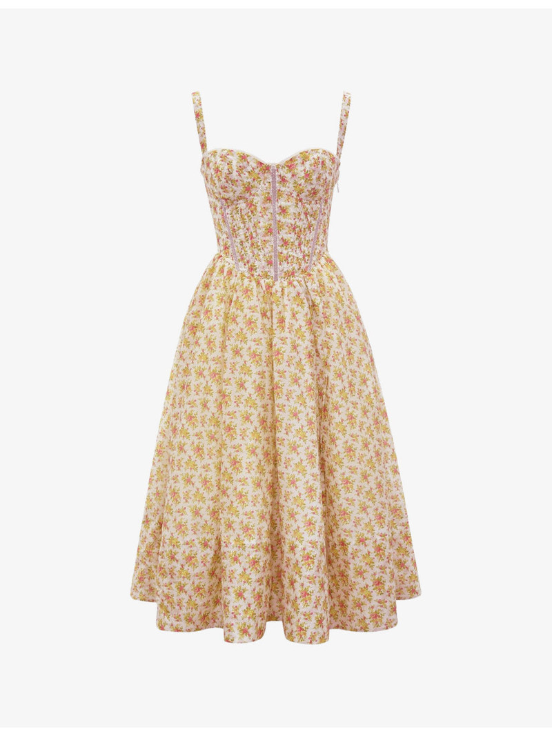 Kelly floral-print corset midi dress 1