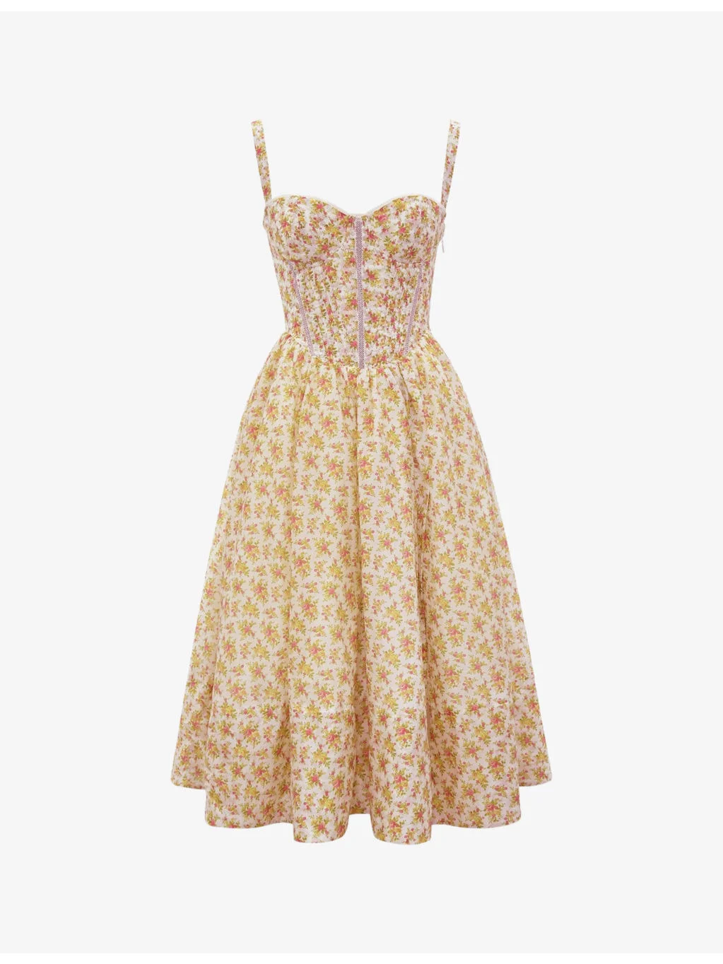 Kelly floral-print corset midi dress - 1