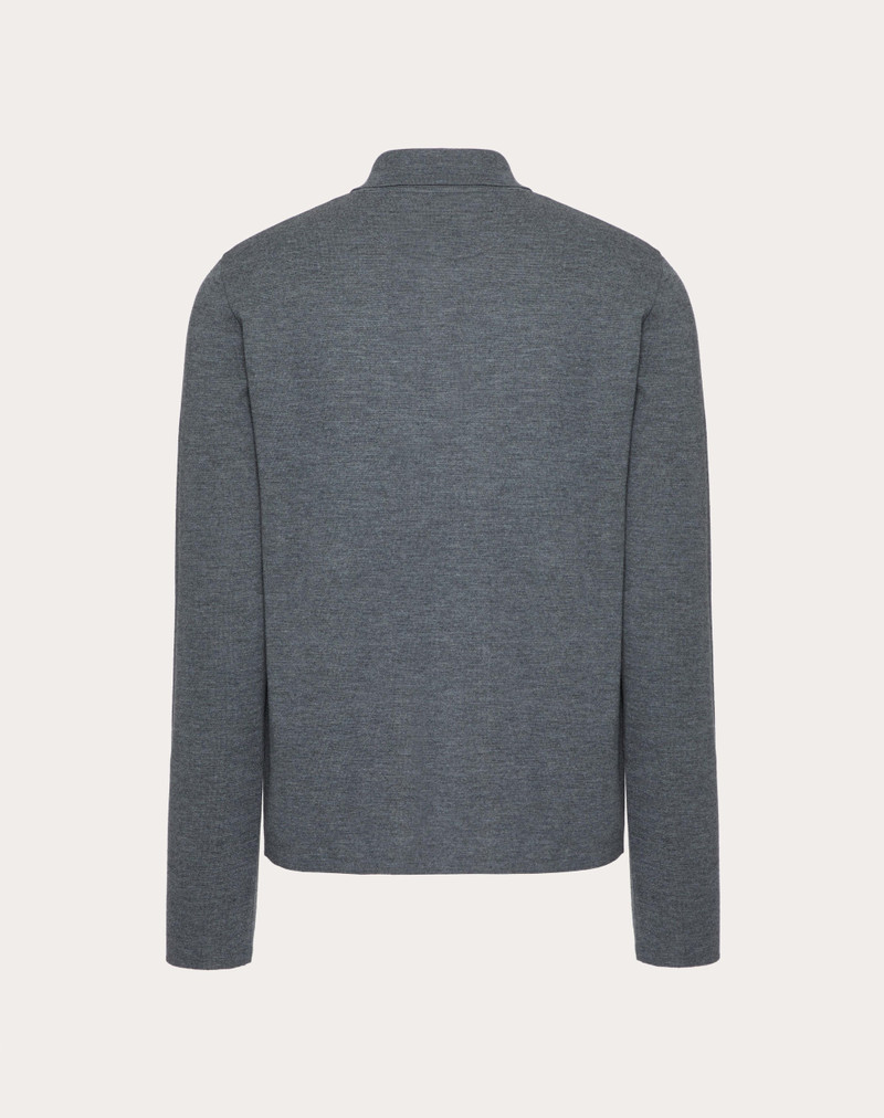 Valentino LONG-SLEEVE WOOL POLO SHIRT WITH VLOGO SIGNATURE EMBROIDERY outlook