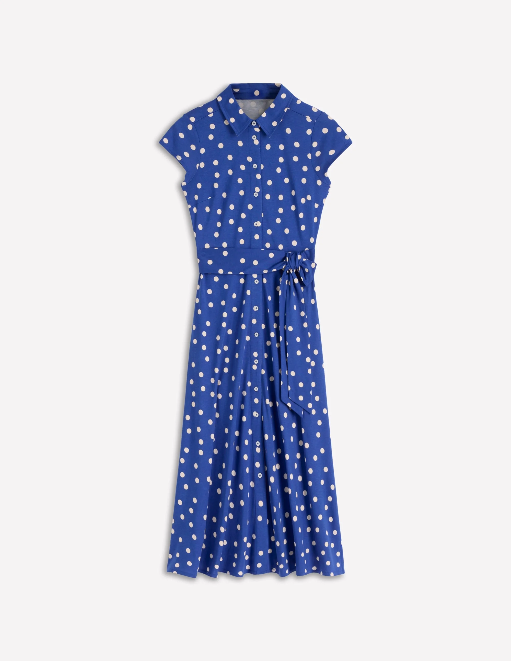 BODEN Marcia Jersey Shirt Dress-Bright Blue, Painted Dot - D1600-BLU