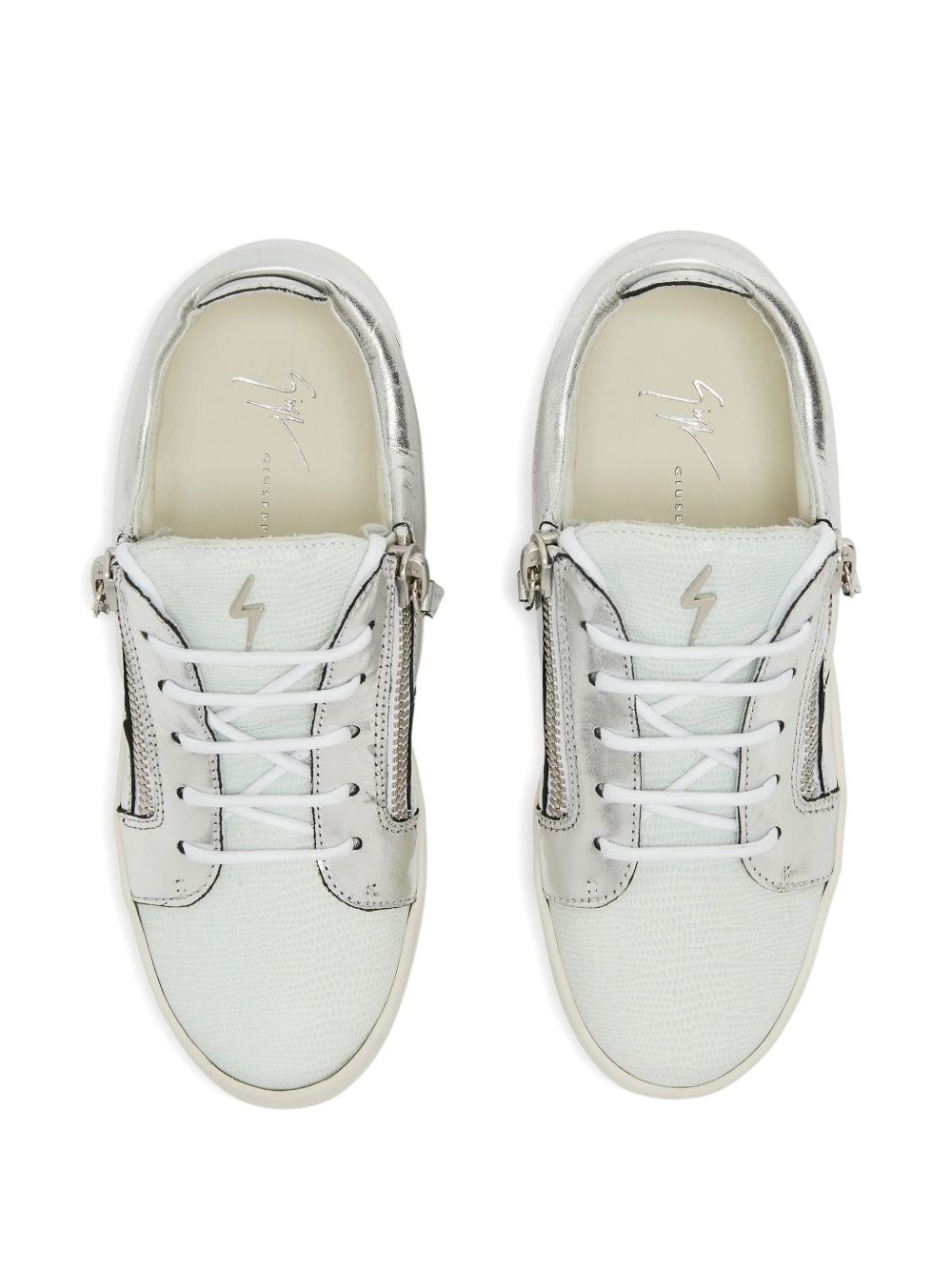 Nicki metallic leather zip-detail sneakers - 4