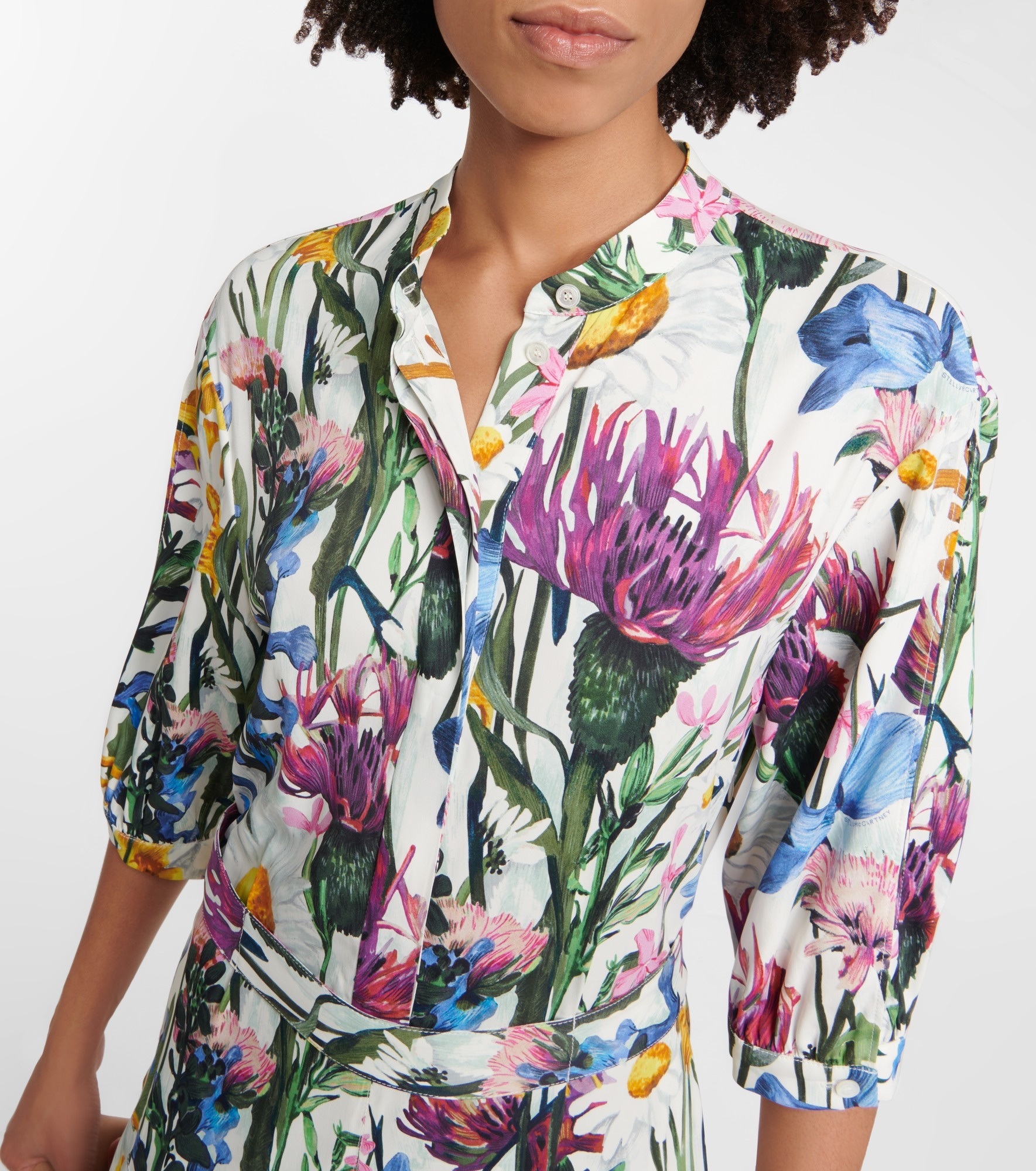 Floral satin midi dress - 4