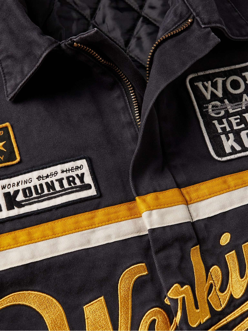 Cropped Appliquéd Embroidered Padded Cotton-Twill Jacket 5