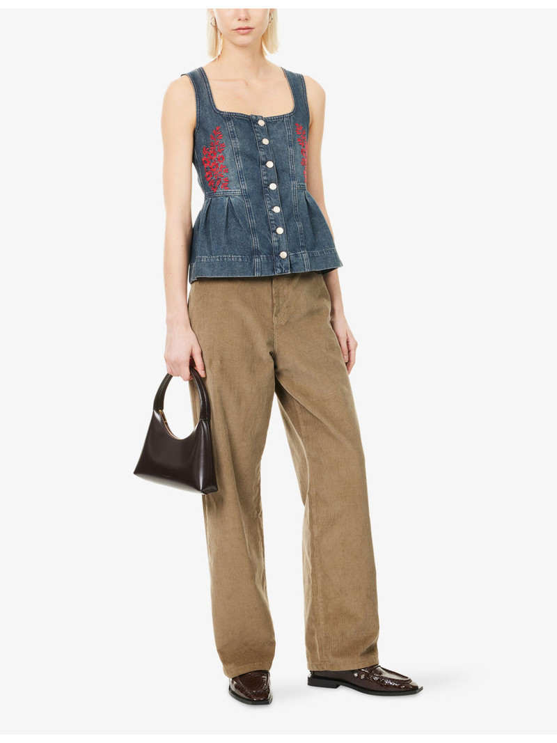 DAMSON MADDER. Mitzie Embroidered Denim Top outlook