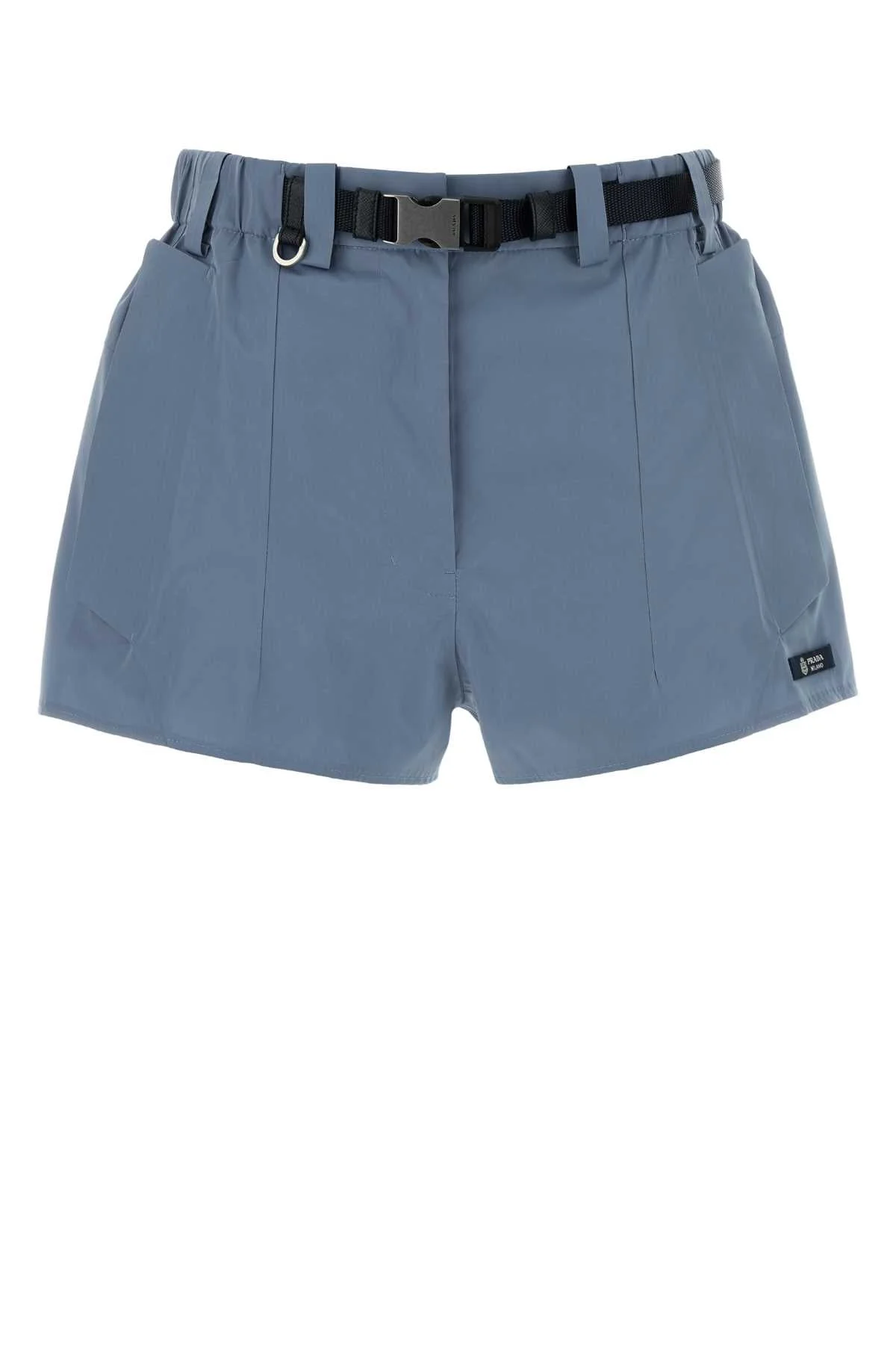 Prada Women Cerulean Blue Canvas Shorts - 1