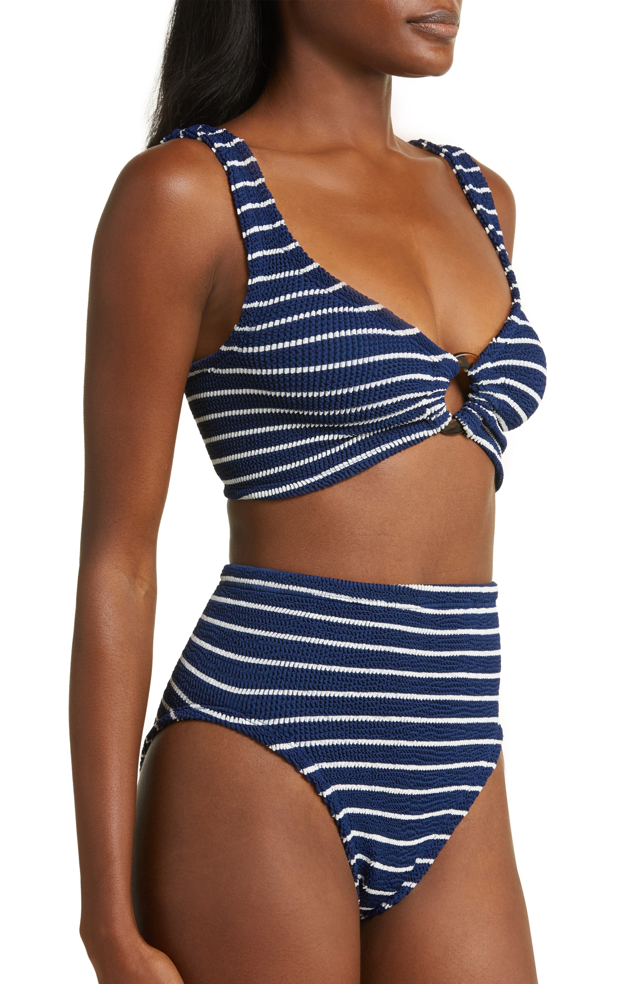 Hunza G Nadine Stripe Two-Piece Swimsuit in Navy/White at Nordstrom - 3