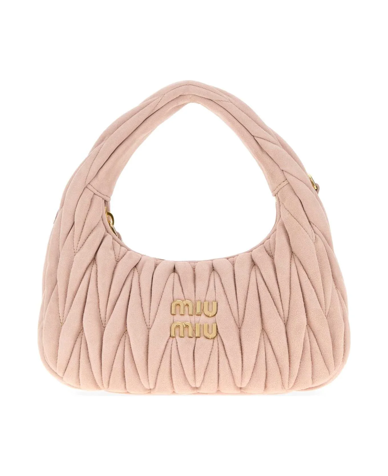 Pastel Pink Suede Handbag - 1