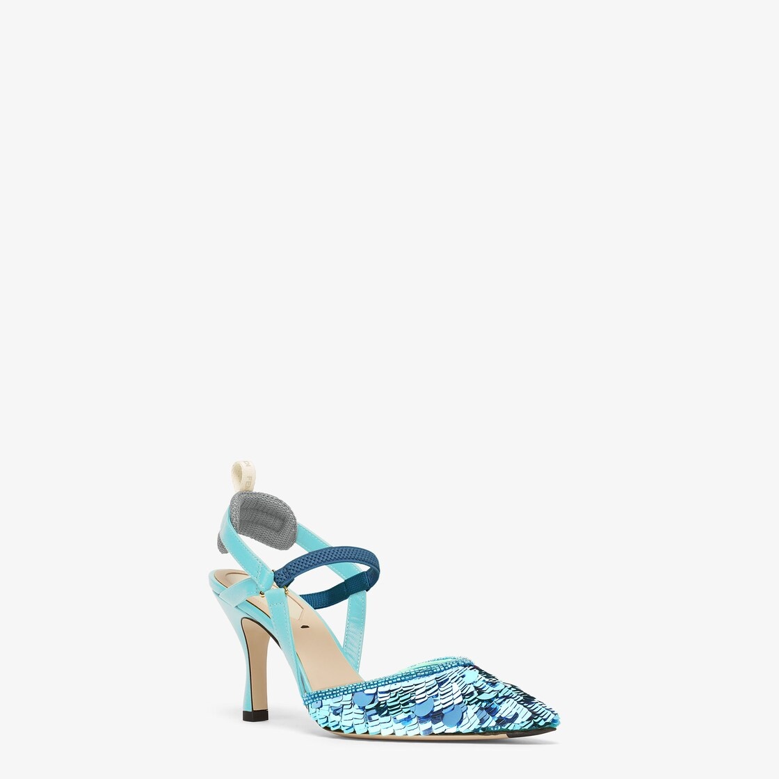 Light blue sequin high-heel slingback - 2