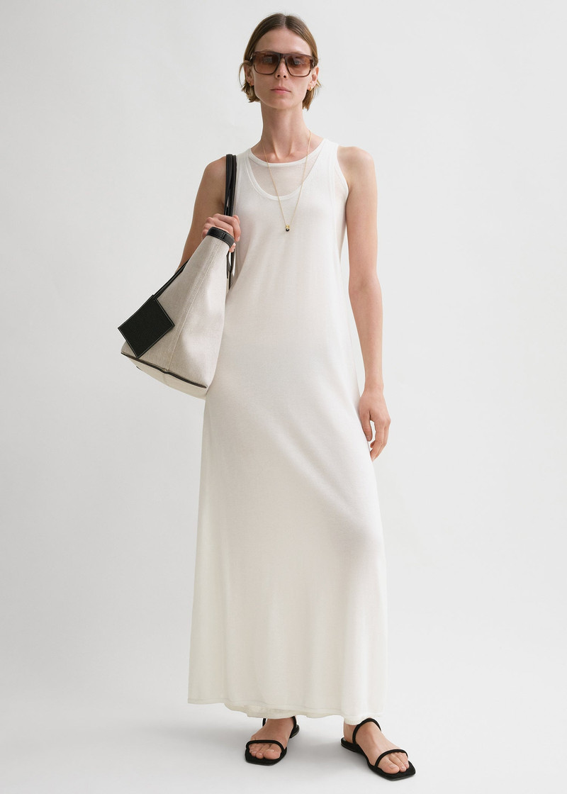 Totême Layered knit tank dress talc outlook