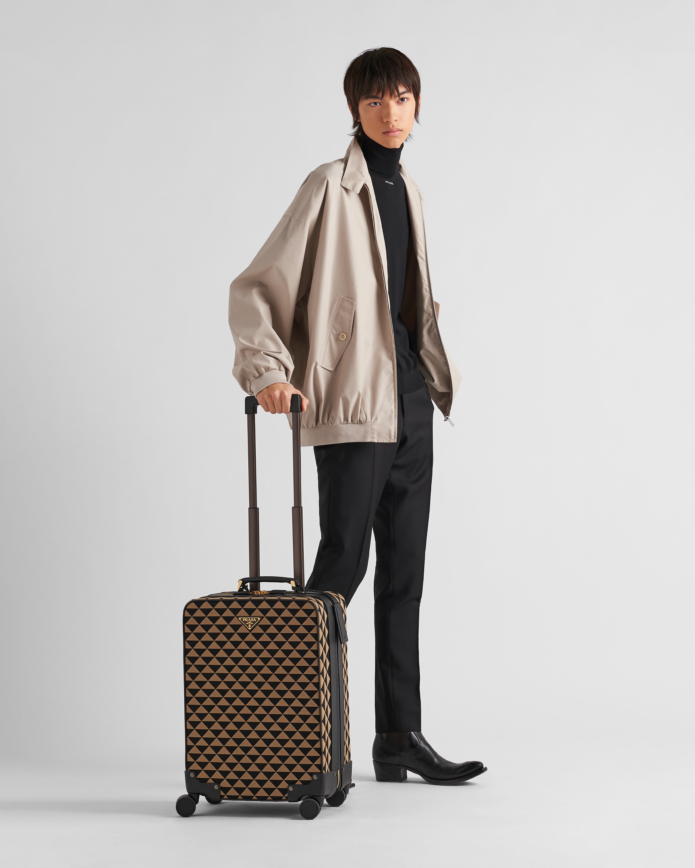 Prada Symbole embroidered fabric trolley - 2