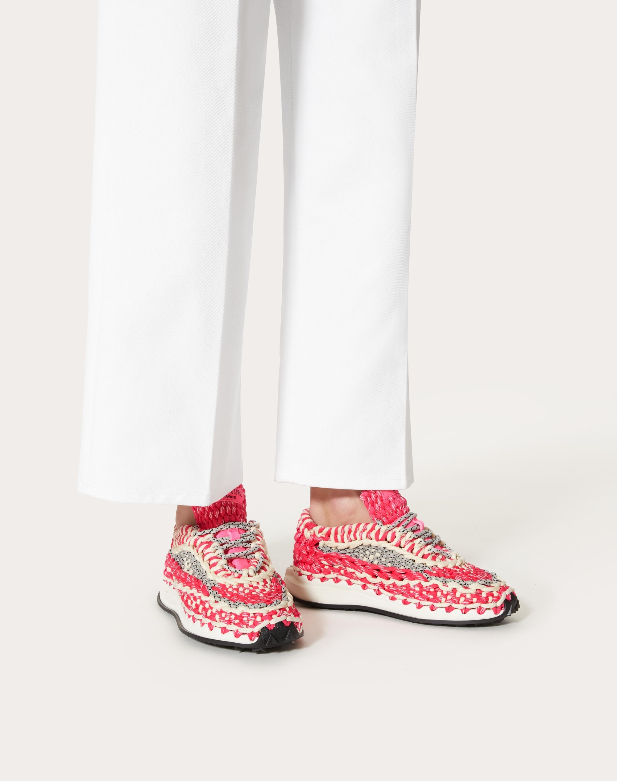 VALENTINO GARAVANI CROCHET SNEAKER IN FABRIC - 6