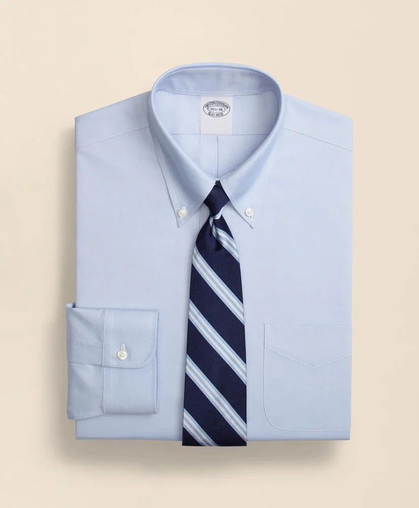 Stretch Supima® Cotton Non-Iron Pinpoint Oxford Button-Down Collar Dress Shirt - 1