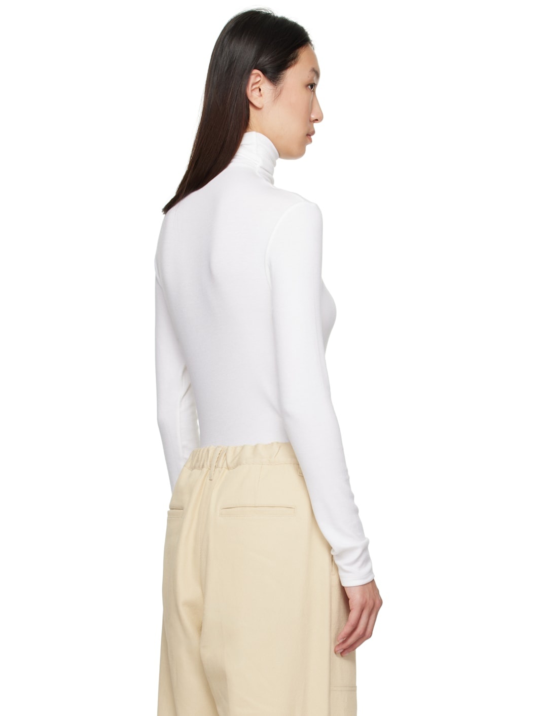 White Asymmetrical Turtleneck - 3