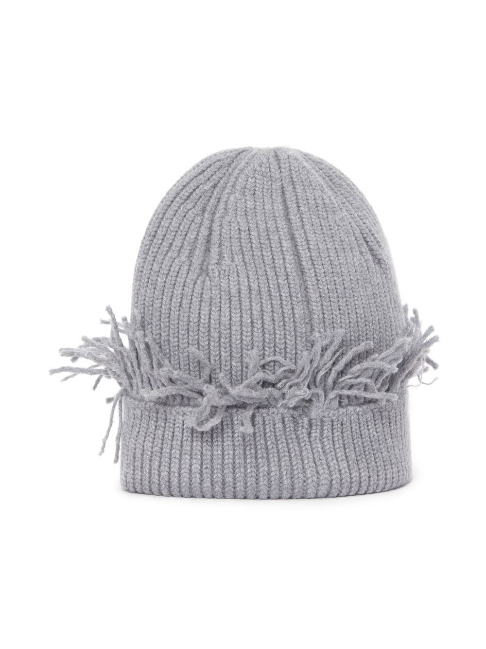 fringed-edge ribbed beanie - 2