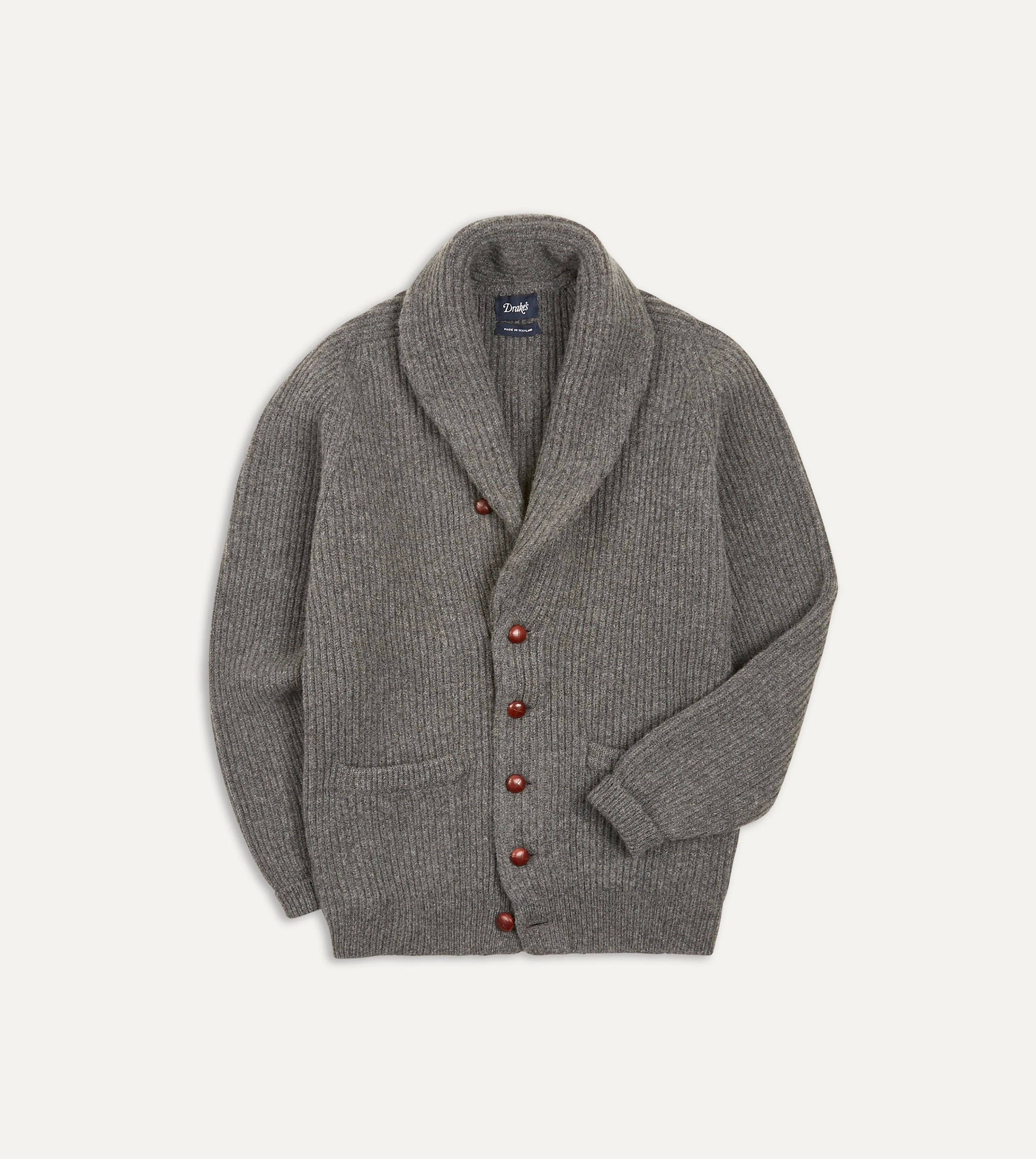 Grey Lambswool Shawl Collar Cardigan - 1