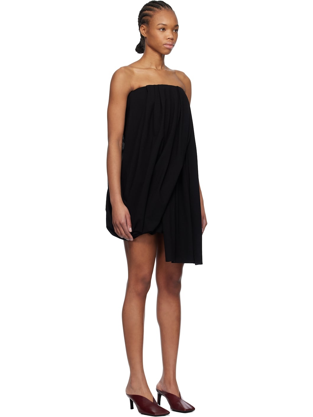 Black Draped Bustier Minidress - 2