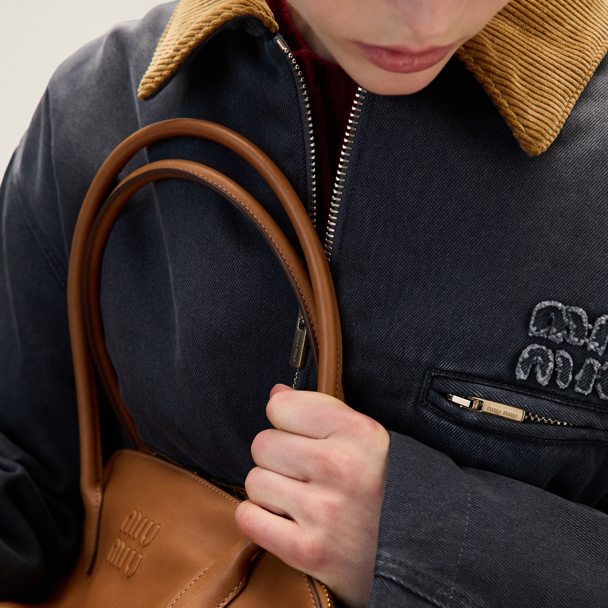 MIUMIU セーラーブルゾン DRILL TC 3Dロゴ ML902 Miu Miu Drill blouson jacket | REVERSIBLE