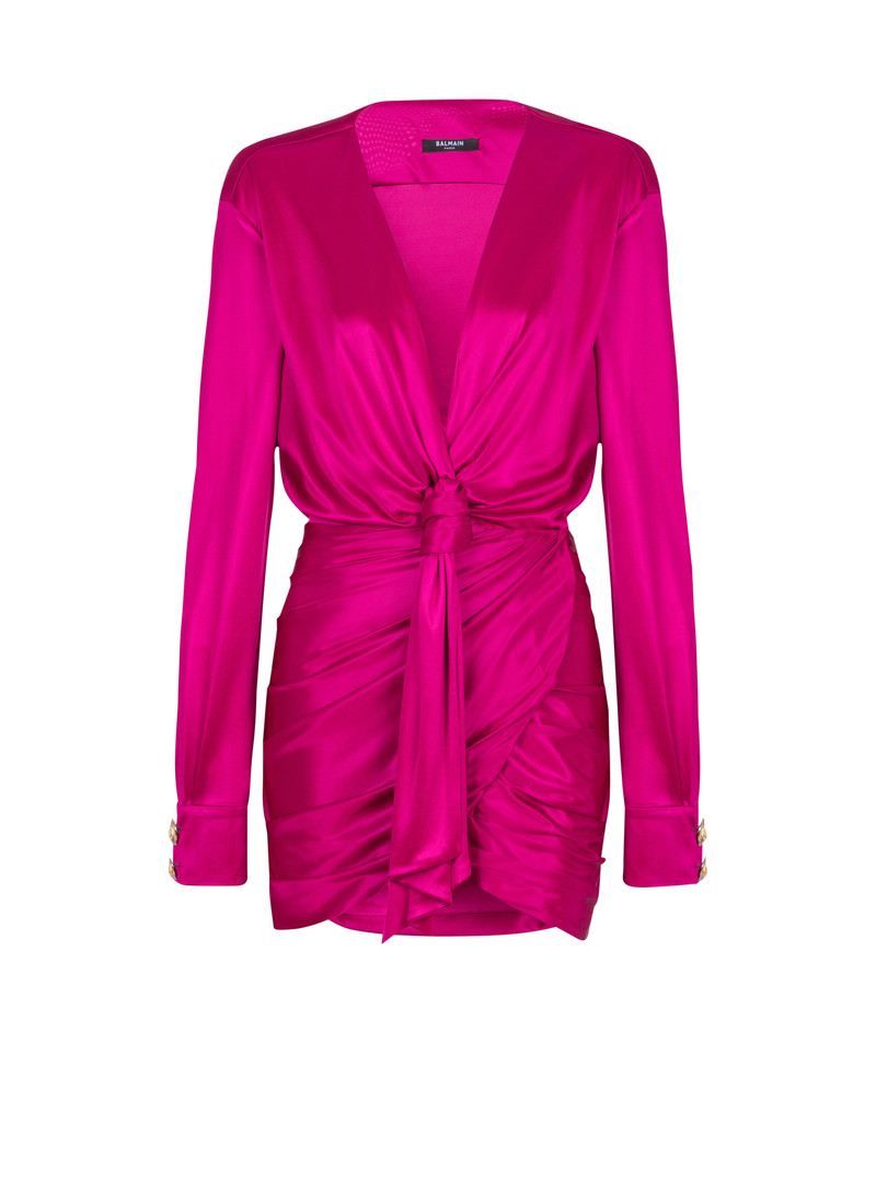 Short draped interlock jersey dress 1