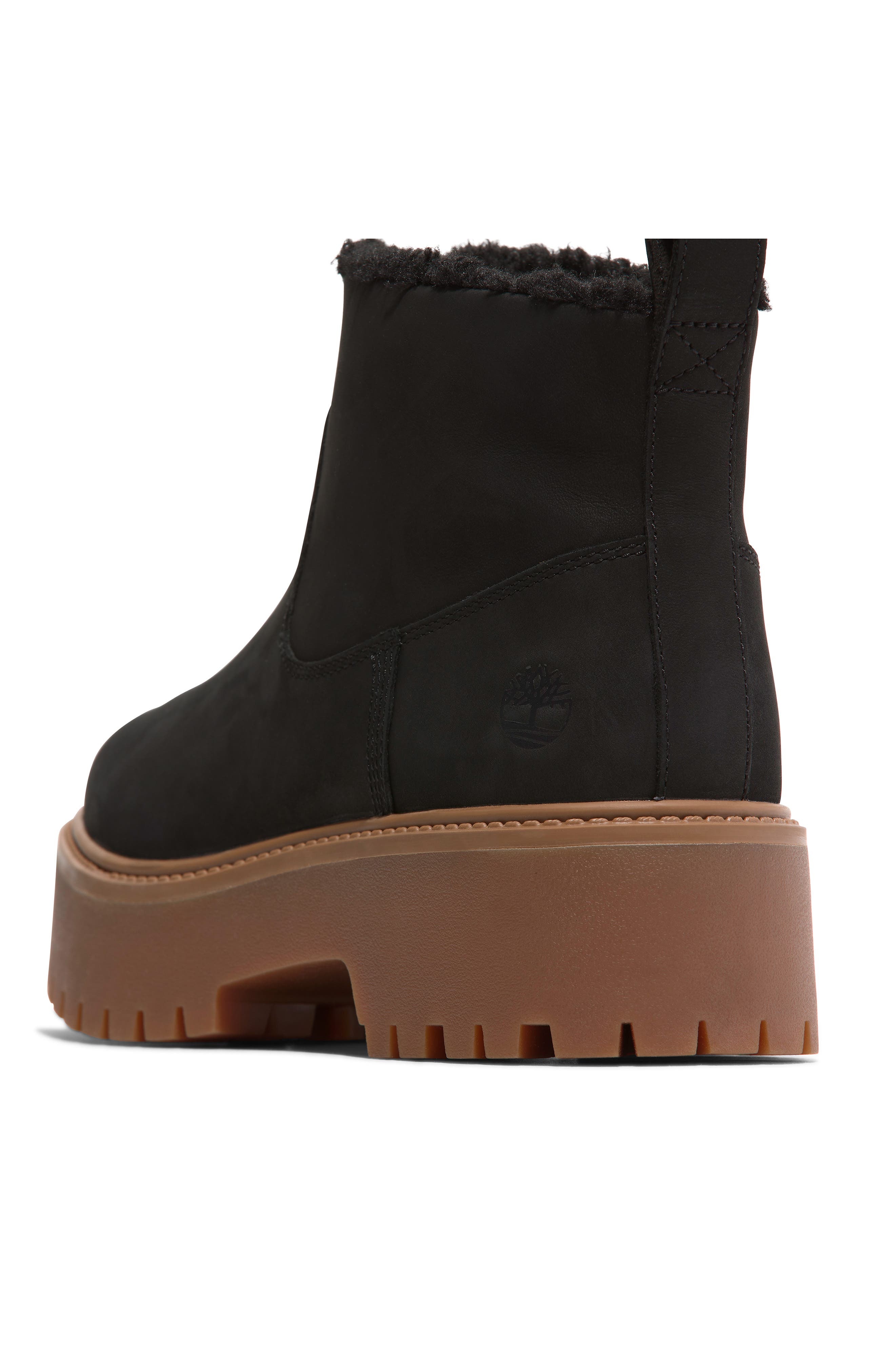 Timberland Stone Street Faux Fur Lined Bootie in Black Nubuck at Nordstrom - 6