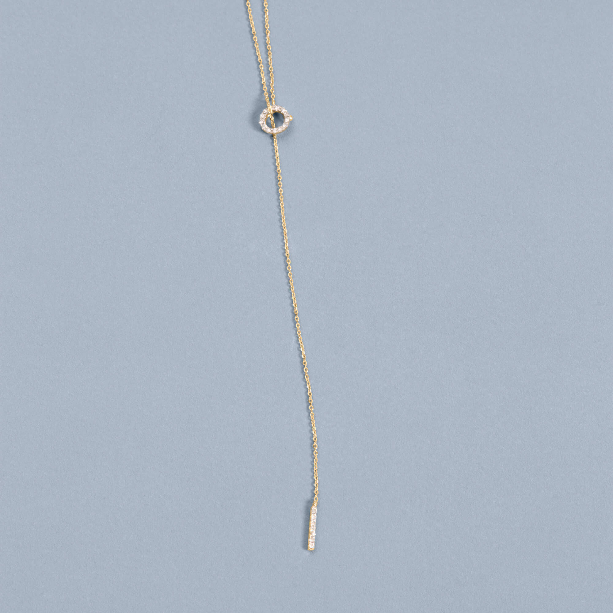 Pave Diamond Open Circle Lariat Necklace - 5